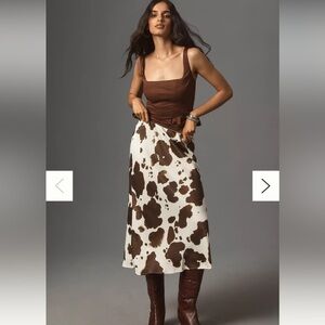 Anthropologie The Tilda Midi Slip Skirt XS Medium Color: Cow NWT